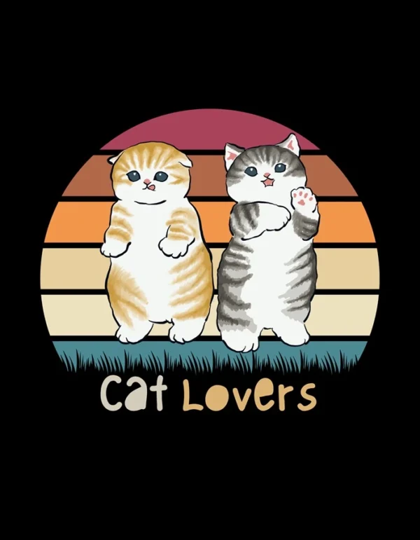 Charming Cat Lovers T-Shirt in Orange, Gray, and Brown